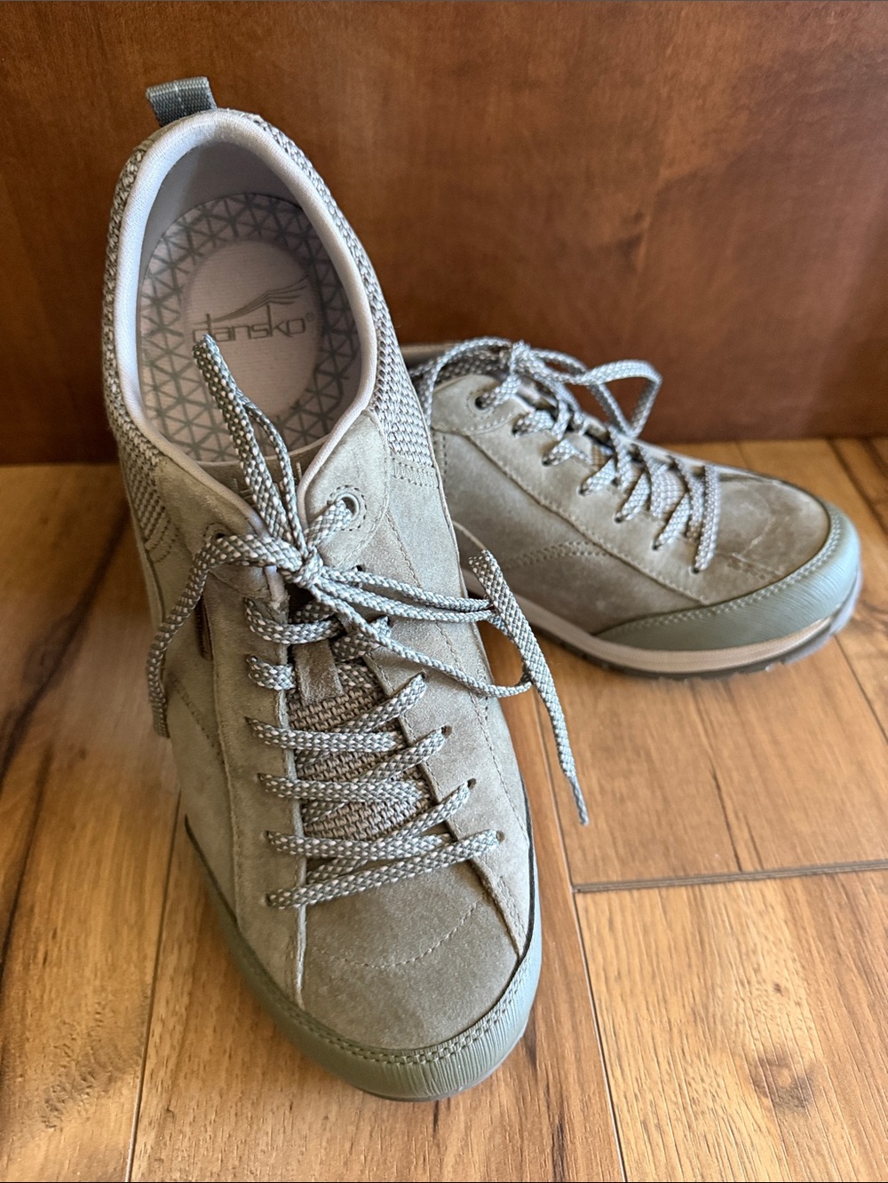 Dansko Olive Green Suede Lace-Up Sneakers. Waterproof!